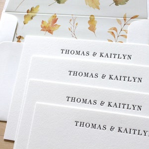 Personalized Letterpress Notecards Custom Thank You Cards Wedding Gift Wedding Registry Custom Notecards Autumn Envelope Liner