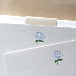 Letterpress Thank You Card - Flat Notes - Hydrangea