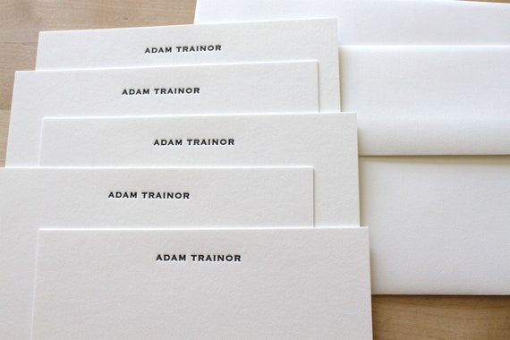 Custom Letterpress Stationery – Classic Copperplate Personalized Note Cards for Men