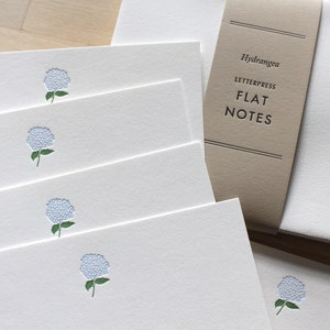 Letterpress Thank You Card - Flat Notes - Hydrangea