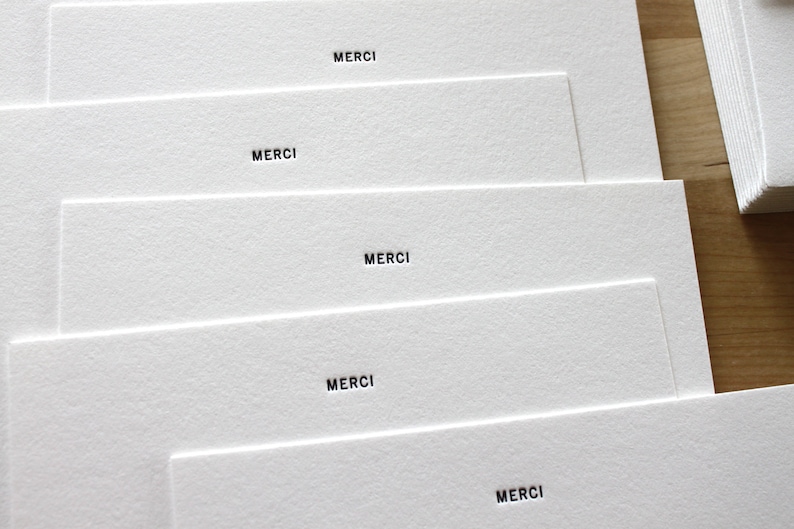 Letterpress Merci Cards - Thank You Note - French Minimalist Design