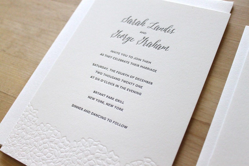 Botanical Letterpress Wedding Invitation Sample Hydrangea Etsy
