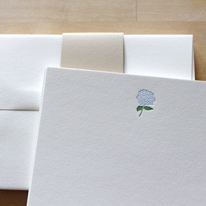 Letterpress Thank You Card - Flat Notes - Hydrangea