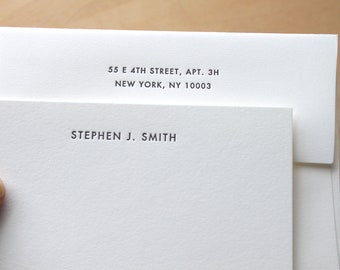 Classic Letterpress Stationery | Futura Personalized Embossed Notecard | Custom Mens Note Card