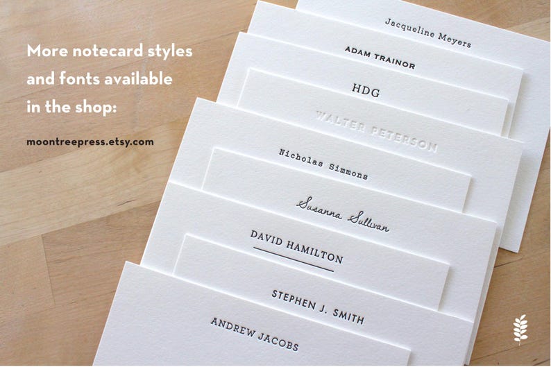 latterpress notecards font choices from moontree letterpress