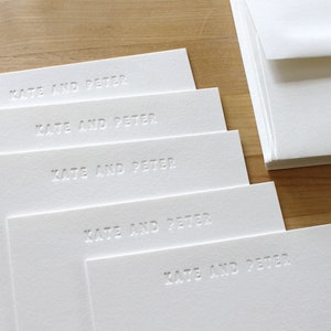 Personalized Letterpress Stationery: Modern Blind Embossed Notecards