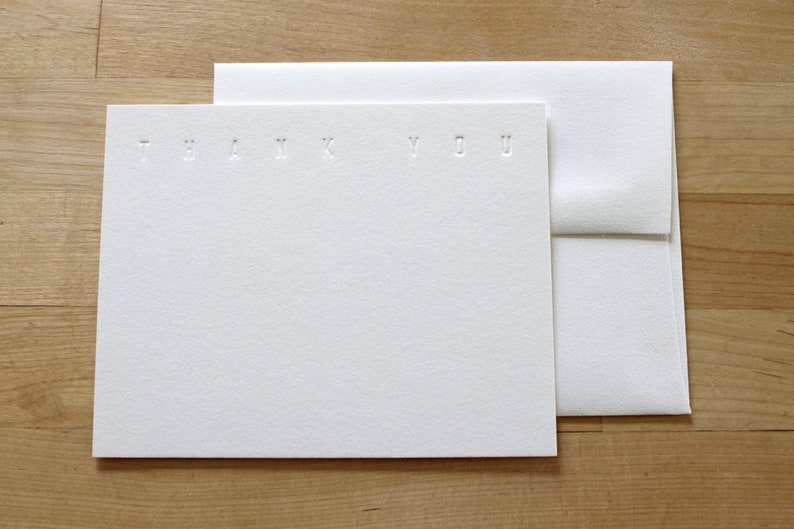 Letterpress Flat card - Thank You - Blind Emboss