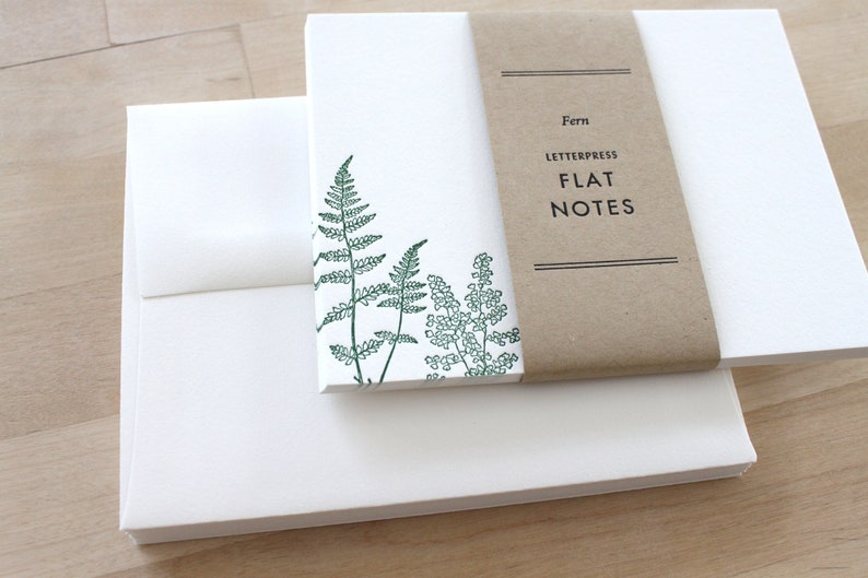 Letterpress FERN Thank You Cards Flat Notecards for Wedding Gift for Gardener Notecard Embossed Stationery Outdoorsy Gift Recycled Paper image 5