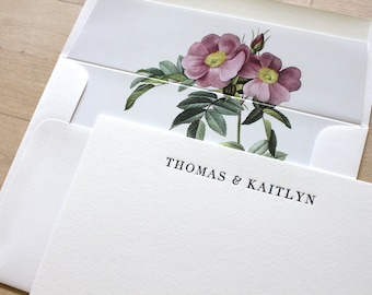 Custom Garden Wedding Thank You Cards Elegant Floral Letterpress Wedding Gift Couples Wedding Registry Personalized Notecards Garden Lover