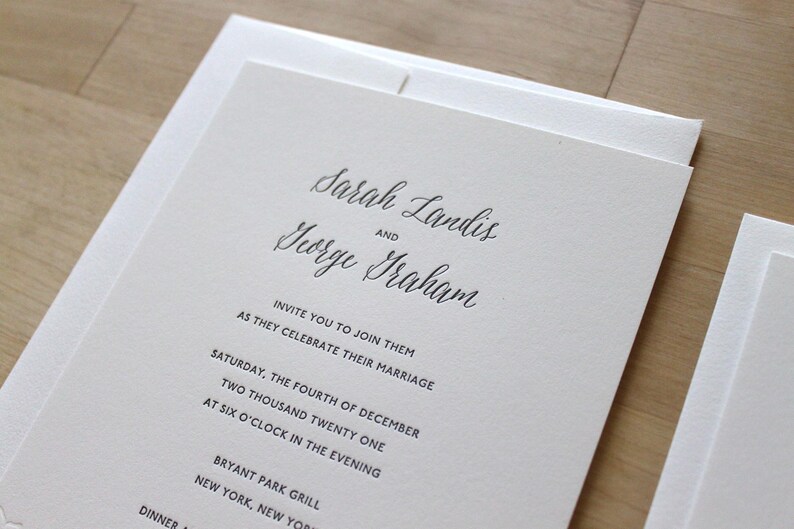 Botanical Letterpress Wedding Invitation Sample Hydrangea Etsy