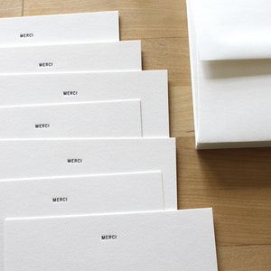 Letterpress Merci Cards - Thank You Note - French Minimalist Design