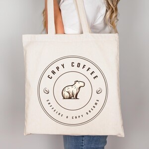 Capybara Coffee Shop Tote Bag: Whimsical Animal Lover Gift