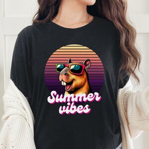 Retro Capybara T-Shirt: Miami Vaporwave Summer Vibes