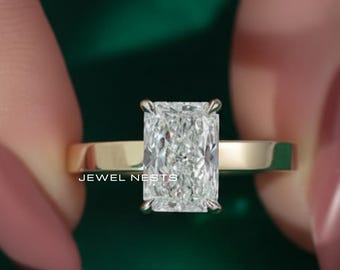 Radiant Cut Diamond Engagement Ring, Solid Gold Two Tone Promise Rings