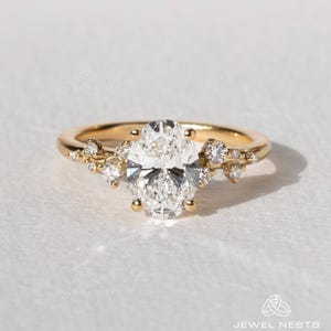 Oval Cut Diamond Engagement Ring,Snowdrift Style Wedding Ring For Women,Oval Cluster Diamond Rings,Anniversary Gift Rings For Wife