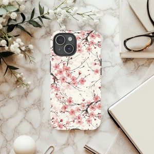 Floral Phone Case, Slim Phone Case, Cherry Blossom Phone Case, Flower Print Case, Flower Pattern Case, iPhone 15 14 13 12 11, Flower Case