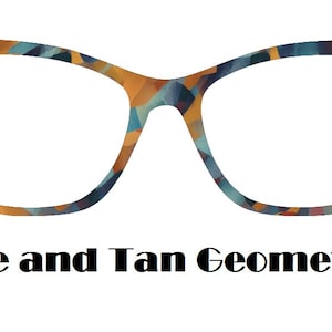Blue and Tan Geometric Metal Magnetic Eyewear Toppers