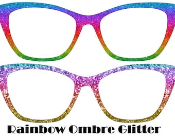 Rainbow Ombre Glitter Metal Magnetic Eyewear Toppers