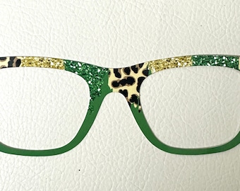 Green and Gold Brushstrokes Metal Magnetic Eyewear Toppers