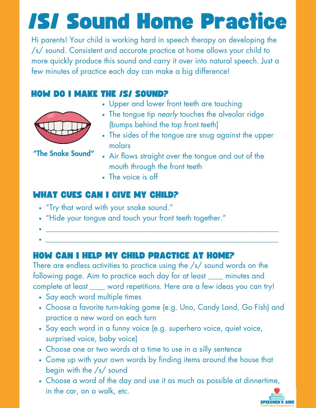 Final /s/ Home Practice Sheets, Speech Therapy, Articulation, Homework ...