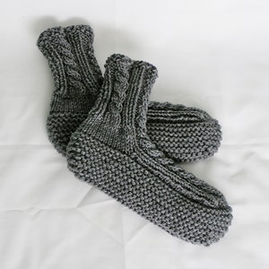 Mens Slippers MADE to ORDER Knitted Cabled Bedsocks, Choice of Color, Size, image 3