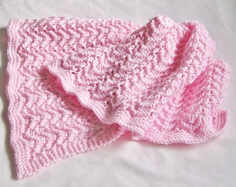 Pink Baby Blanket Afghan:  Newborn Wrap, Car Seat or Lap Cover