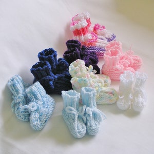 Baby Booties, Handknitted Drawstring Booties, Choose Colors and Sizes Ready to Ship, White Booties, Pastel Booties