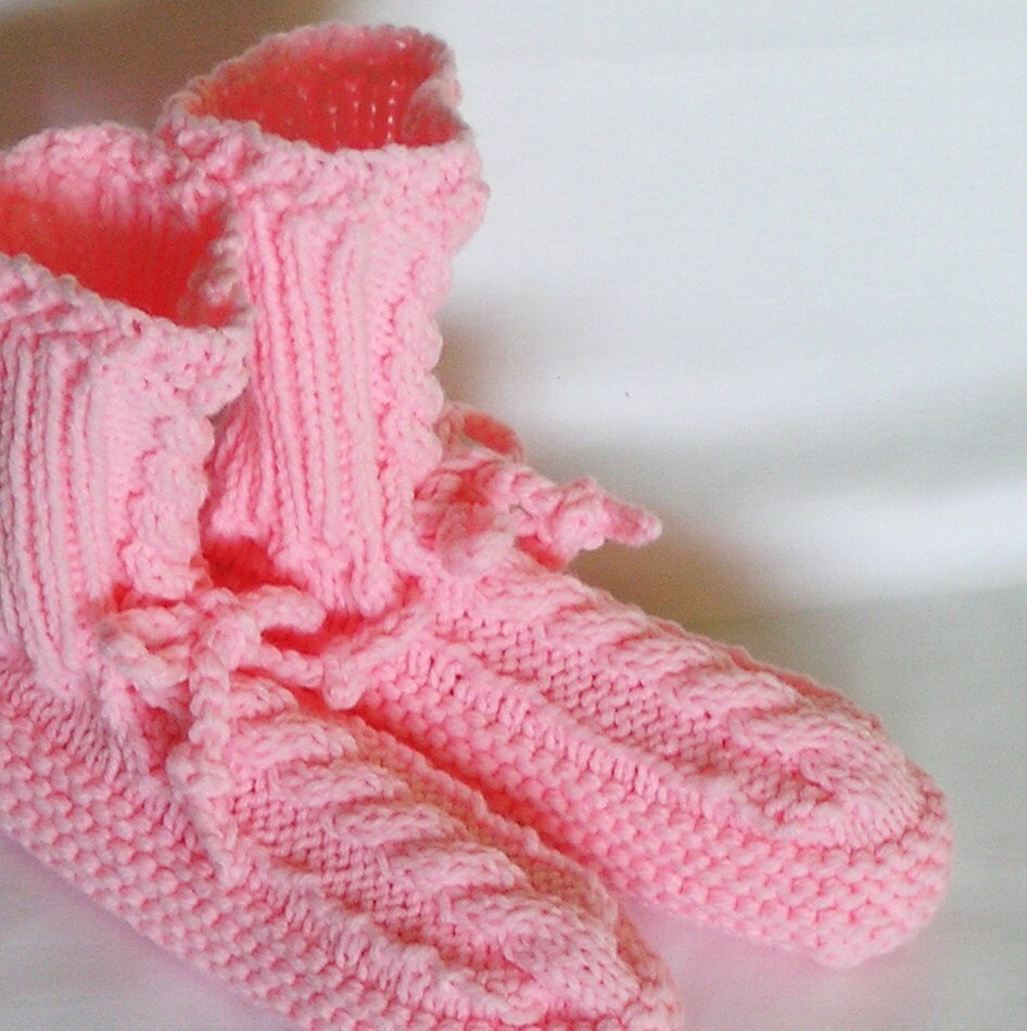 Girls Pink Slippers Size 12 13 Knitted Kids Drawstring Etsy Singapore