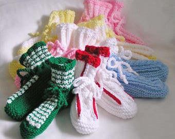 Womens Slippers, Knitted Drawstring Bedsocks.  Made to Order, Choice of Size and Color(s).