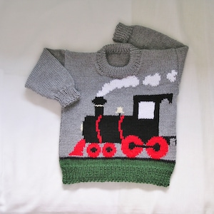 Train Sweater Kids MADE to ORDER Toddler Train Jumper Hand Knitted Childrens Train Pullover. Custom Color & Size