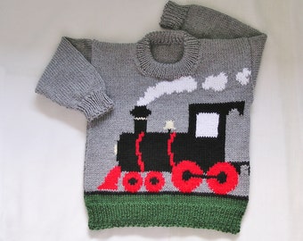 Train Sweater Kids MADE to ORDER Toddler Train Jumper Hand Knitted Childrens Train Pullover. Custom Color & Size