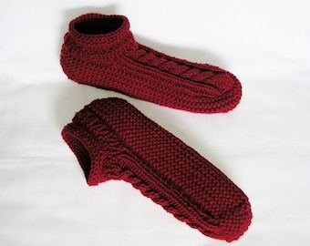Mens Slippers MADE to ORDER Knitted Low Cuff, Choice of Color, Sizes