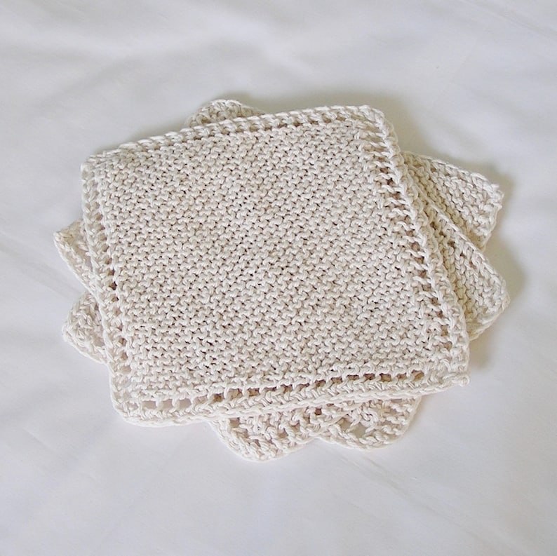 Cotton Knitted Dishcloths Washcloths Facecloths Natural Etsy
