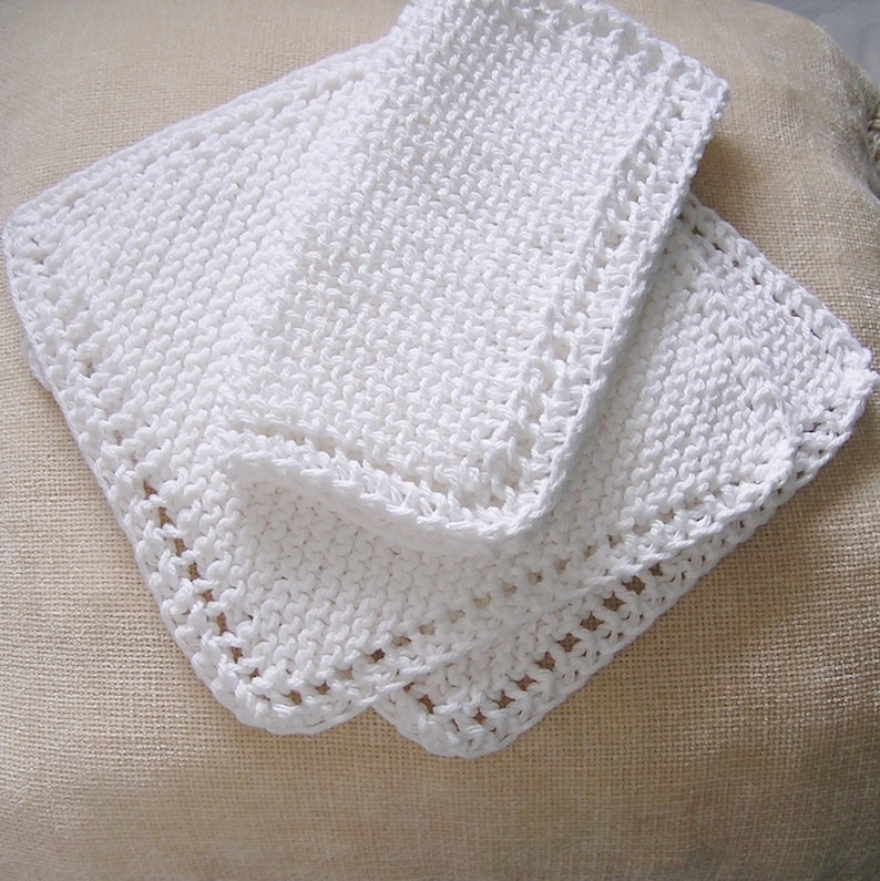 White Cotton Knitted Dishcloths Washcloths Facecloths 8 inch Etsy