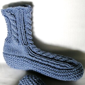 Mens Slippers MADE to ORDER Knitted Cabled Bedsocks, Choice of Color, Size, image 8