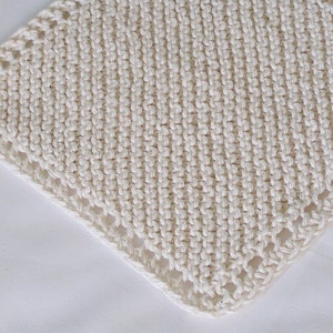 Cotton Knitted Dishcloths Washcloths Facecloths, Natural Off-White Cream, 8 inch Cloths, Set of 3 image 2