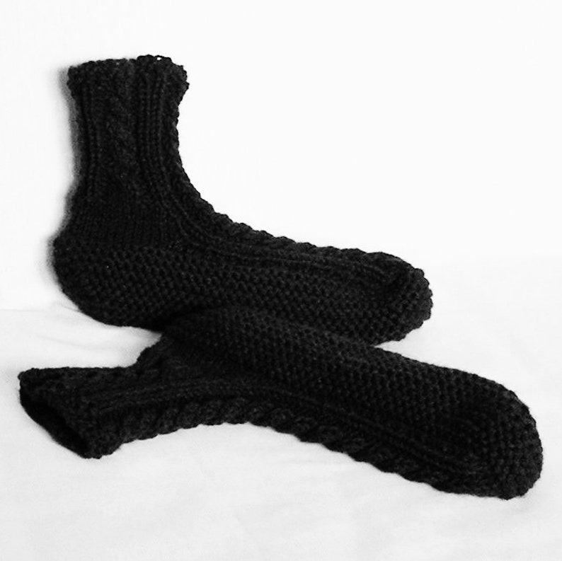 Mens Slippers MADE to ORDER Knitted Cabled Bedsocks, Choice of Color, Size, image 6