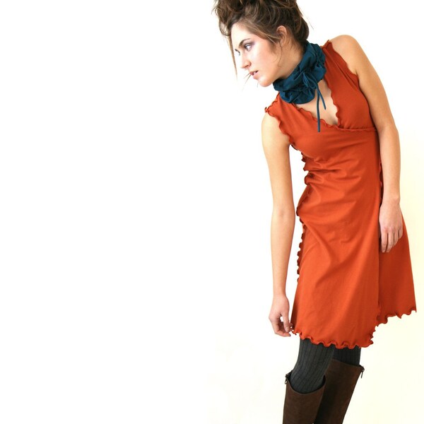 WRAP DRESS womens day dress| trending item| best selling| custom clothes| wrap dress| rust orange dress| handmade dress