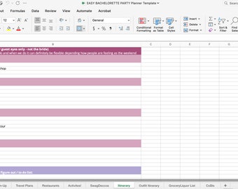 EASY!! BACHELORETTE PARTY Planner Template