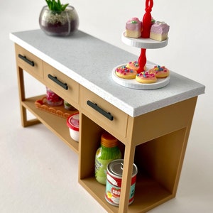 Miniature Kitchen Island compatible with Miniverse Make It Mini Food, Lifestyle and Appliances | 1:6 Scale