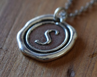Wax Seal Pewter Initial Pendant ONLY