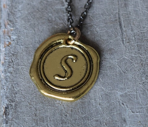 Wax Seal Gold Initial Pendant ONLY
