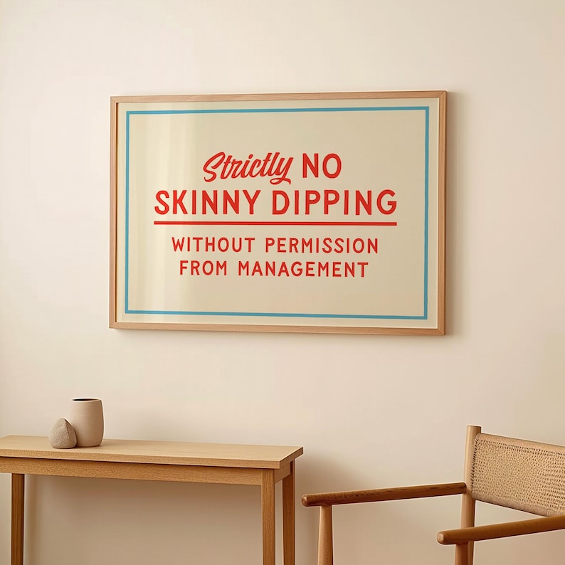 Vintage Swimming Pool Poster, Retro Mid Century Art Print, Funny Pool ...