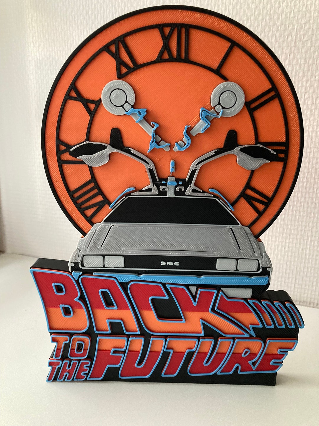 Back to the Future Logo With Clock and Delorean 3D Printing - Etsy