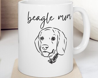 Beagle Mom Mug - 11oz Ceramic Cup for Gift for Dog Lovers, Gift for Beagle Owners