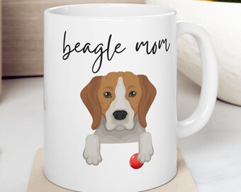 Beagle Mom Colorful Mug - 11oz Ceramic Cup for Gift for Dog Lovers, Gift for Beagle Owners