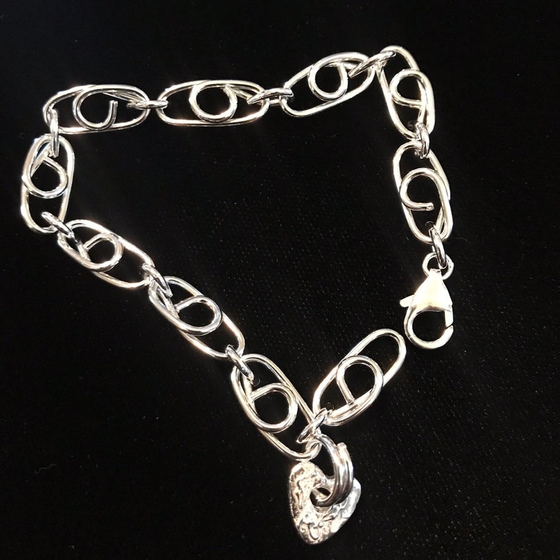 Sterling Silver Handmade Chain Bracelet with Charm