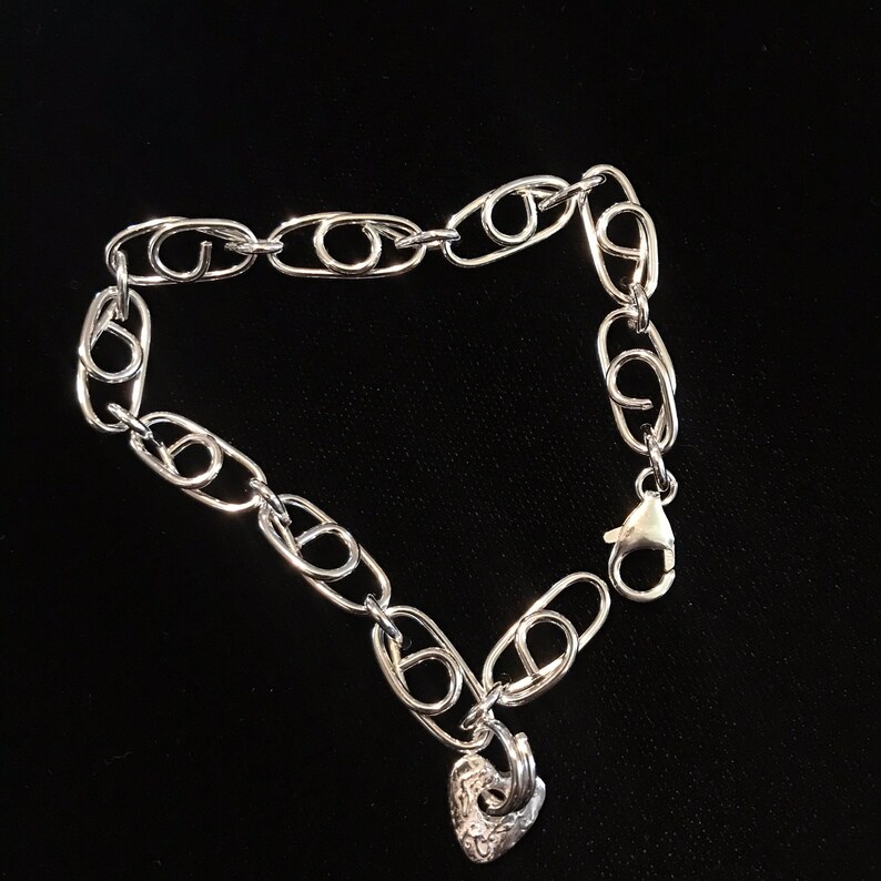 Sterling Silver Handmade Chain Bracelet with Charm