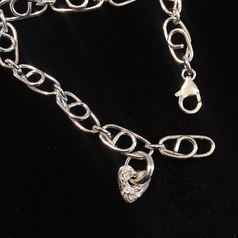 Sterling Silver Handmade Chain Bracelet with Charm