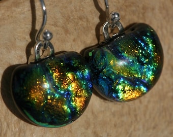 Dichroic Fused Glass Earrings No.  112